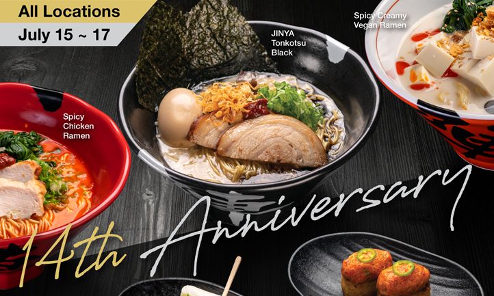 JINYA Ramen Bar Celebrates 14th Anniversary with Special Promotions