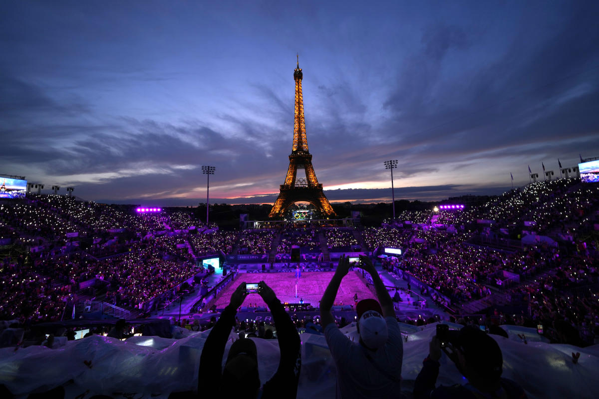 The Eiffel Tower beach volleyball stadium has the greatest view in sports, and there’s no close second