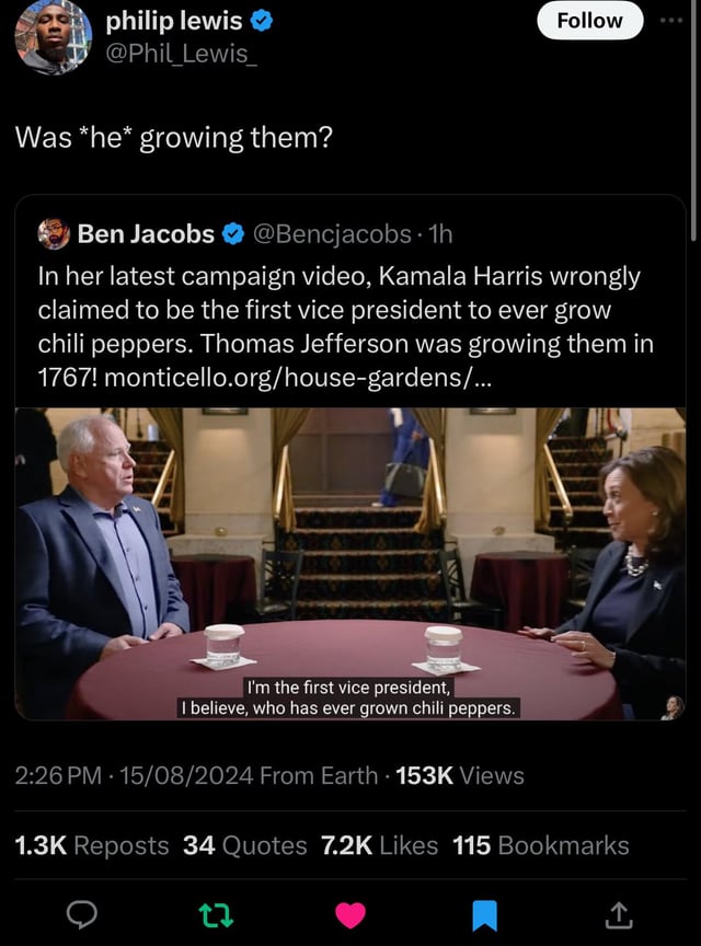 Something tells me Thomas Jefferson did NOT grow those chili peppers by himself