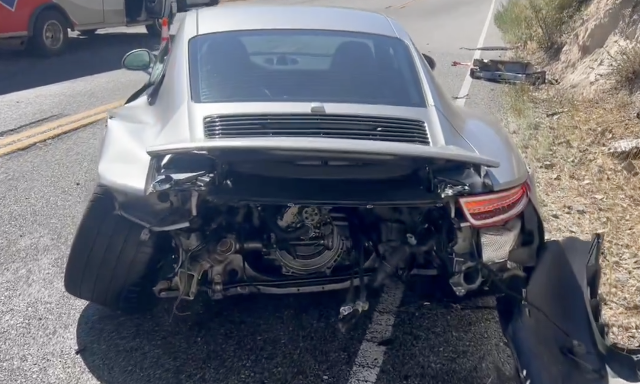 Porsche 911 Engine Ripped Out In Bizarre California Crash