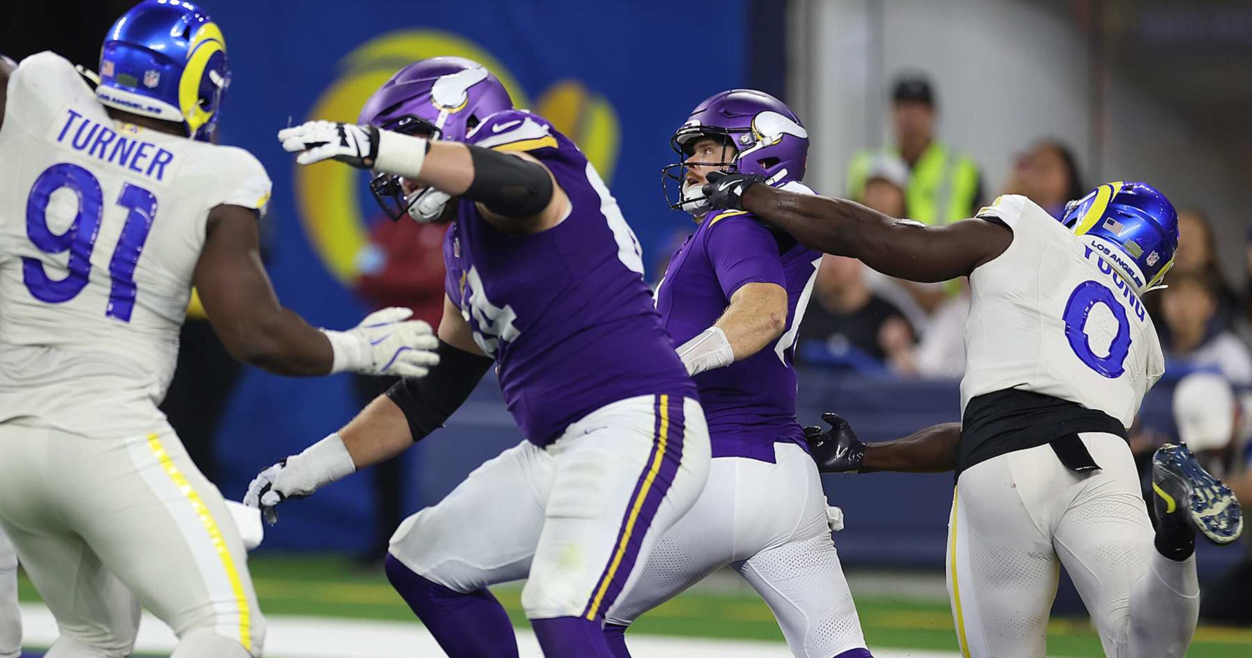 Rams’ Byron Young Jokes About Viral Photo of Reaction To Missed Penalty vs. Vikings