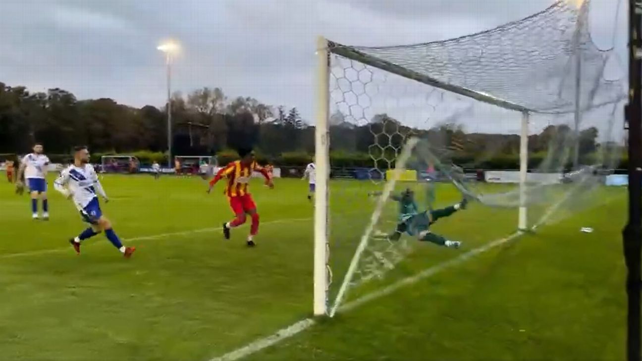 ‘Weirdest save I’ve made ever’: Keeper stops certain goal while tangled in net