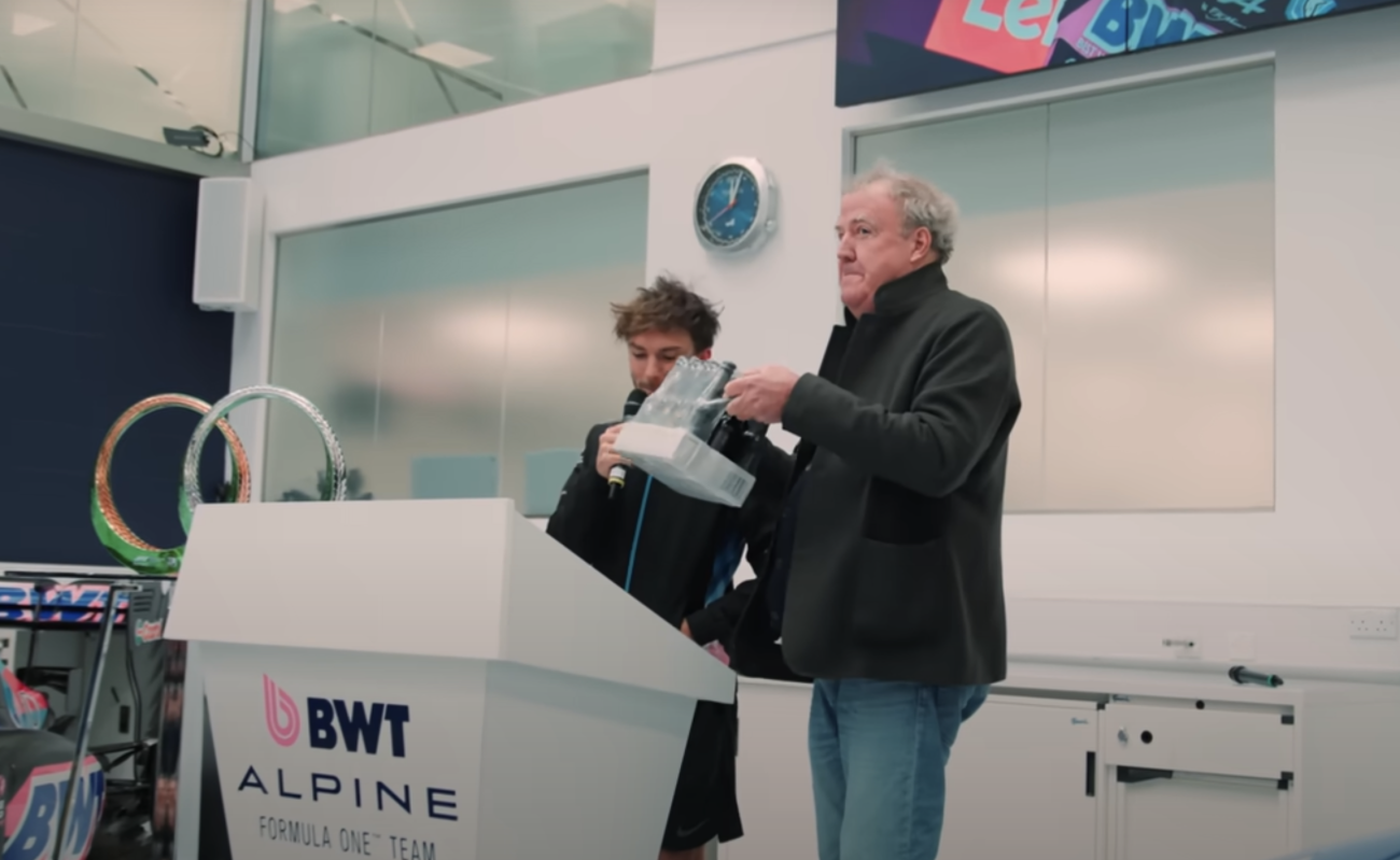 Jeremy Clarkson Helps The Alpine F1 Team Celebrate Its Double Brazil Podium