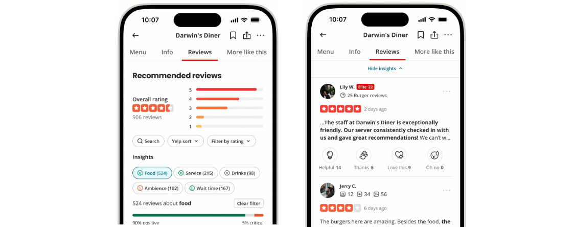 Yelp adds AI-powered scores to business pages