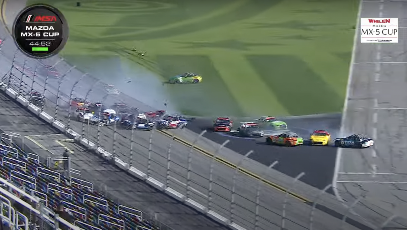 Watch Half A Field Of Mazda MX-5 Cup Cars Wreck