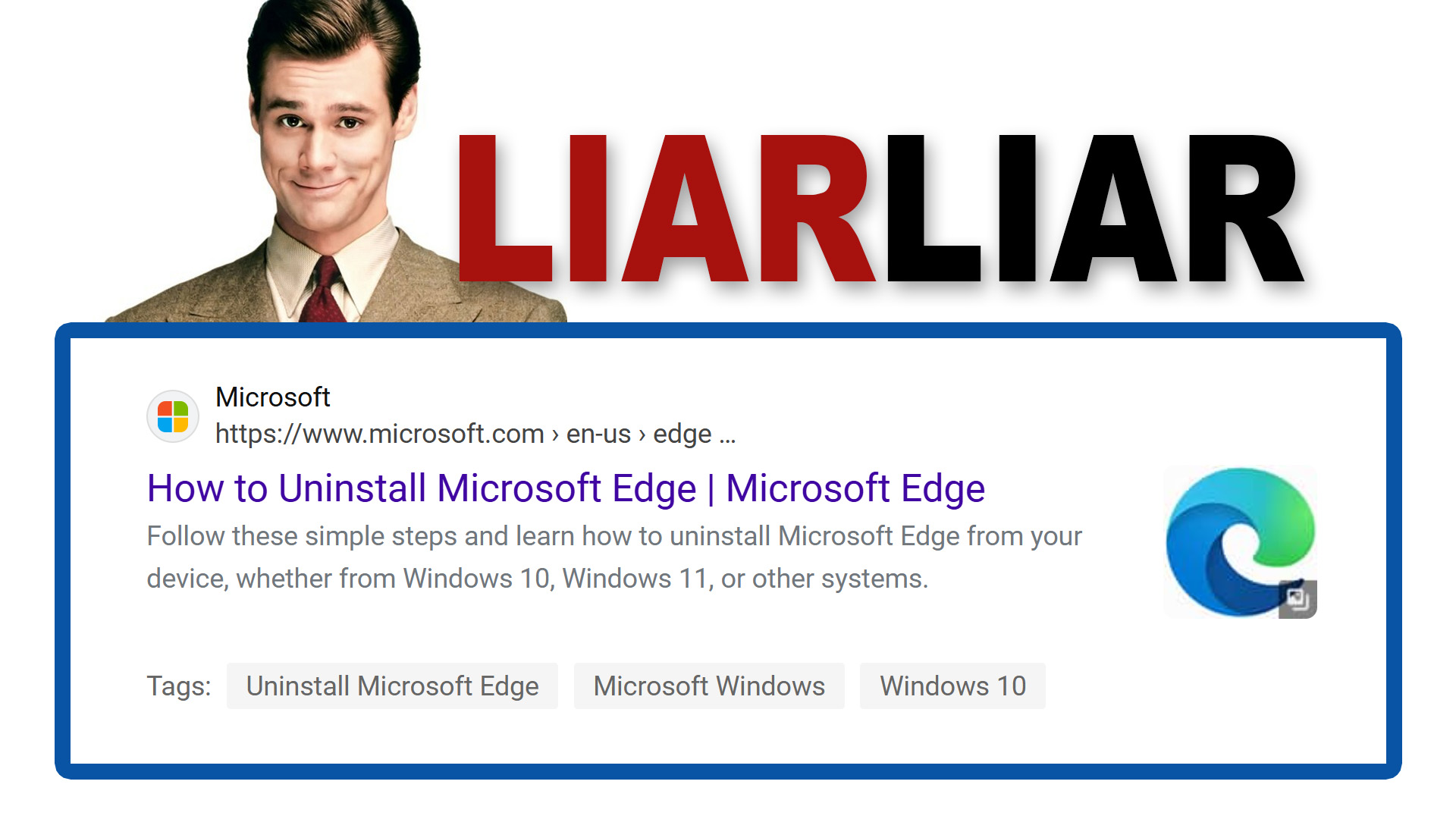 Microsoft support page lies about ‘how to uninstall Edge’