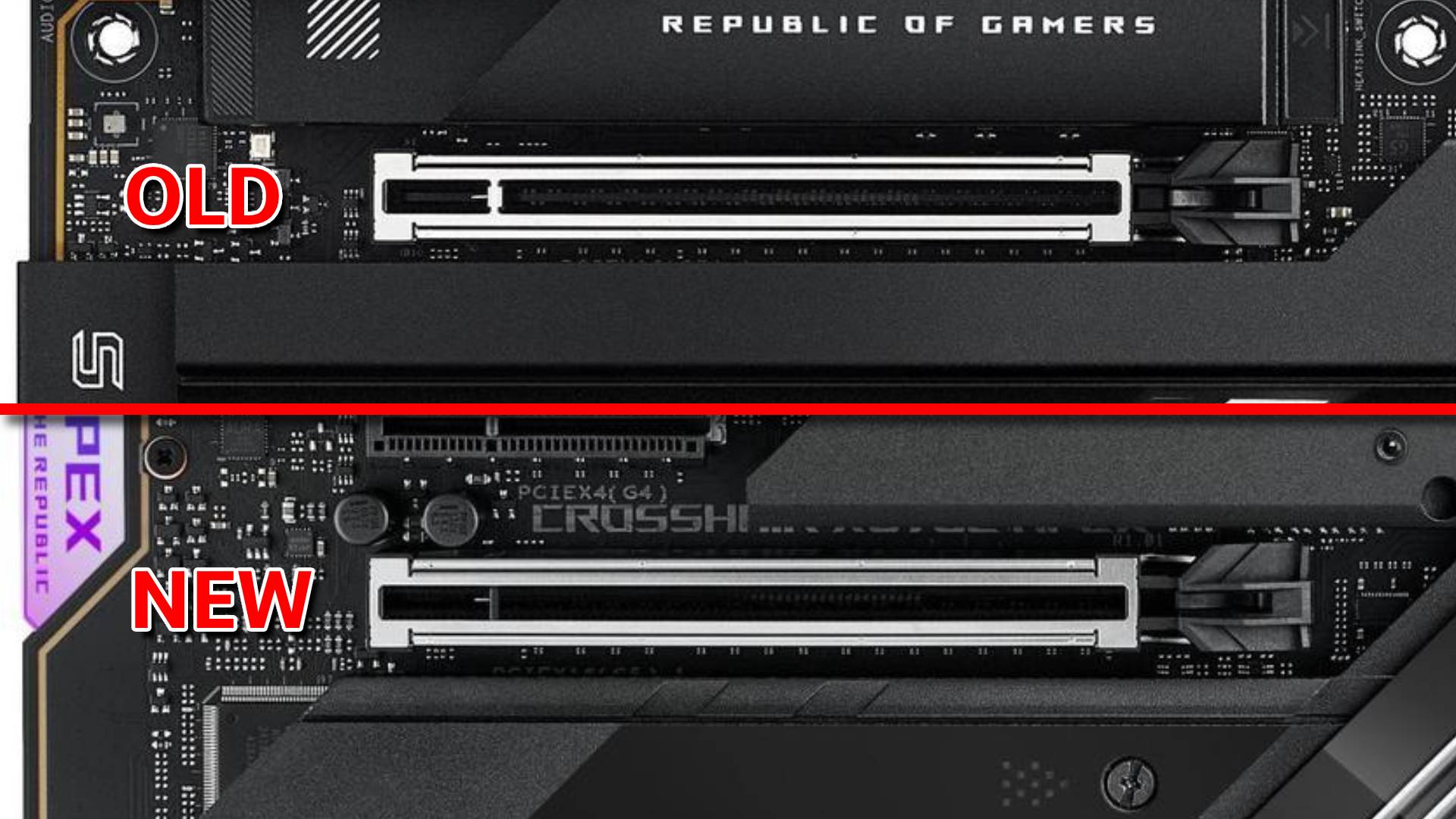 It looks like Asus redesigned the scratchy PCIe slots on its motherboards